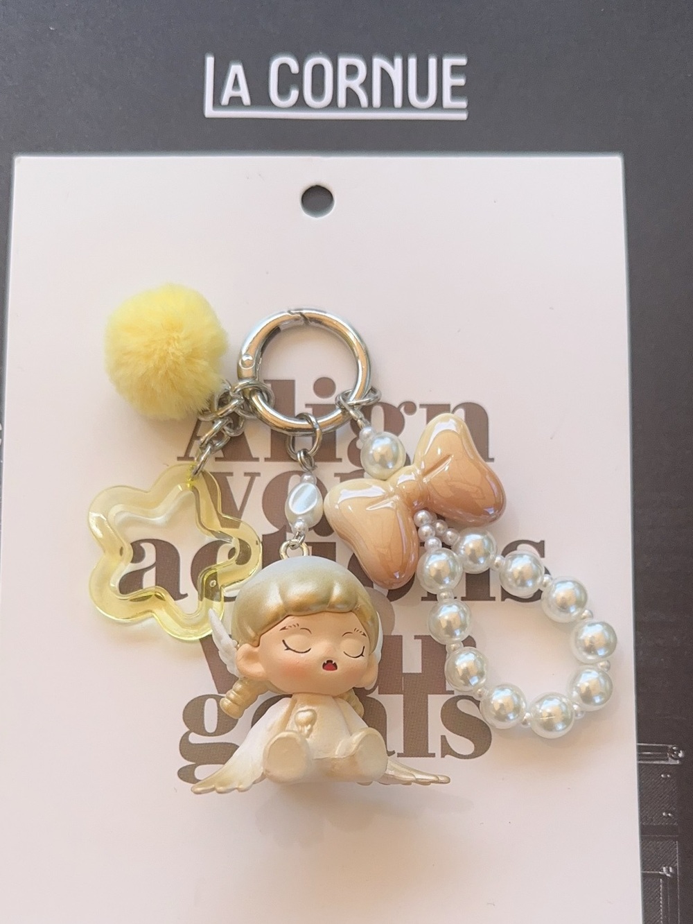Cute Angel Small phone bag Charm with Pearls and Pastel Accents